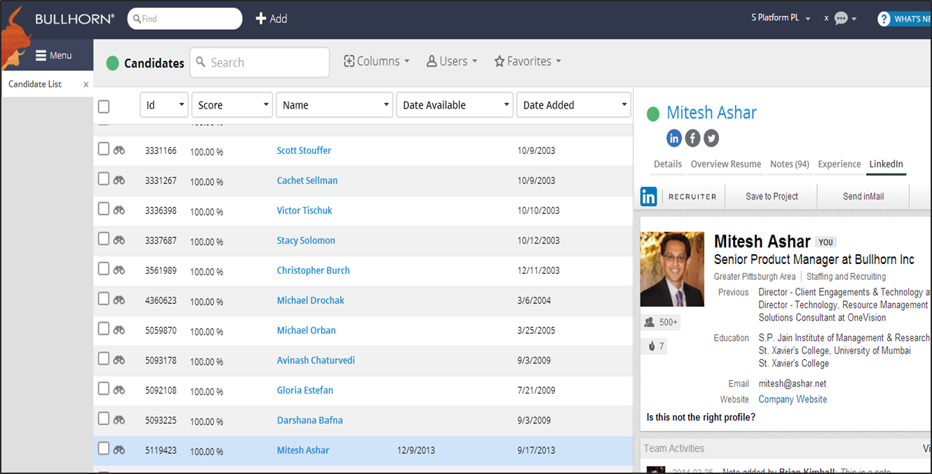 Bullhorn CRM Software Screenshot 3