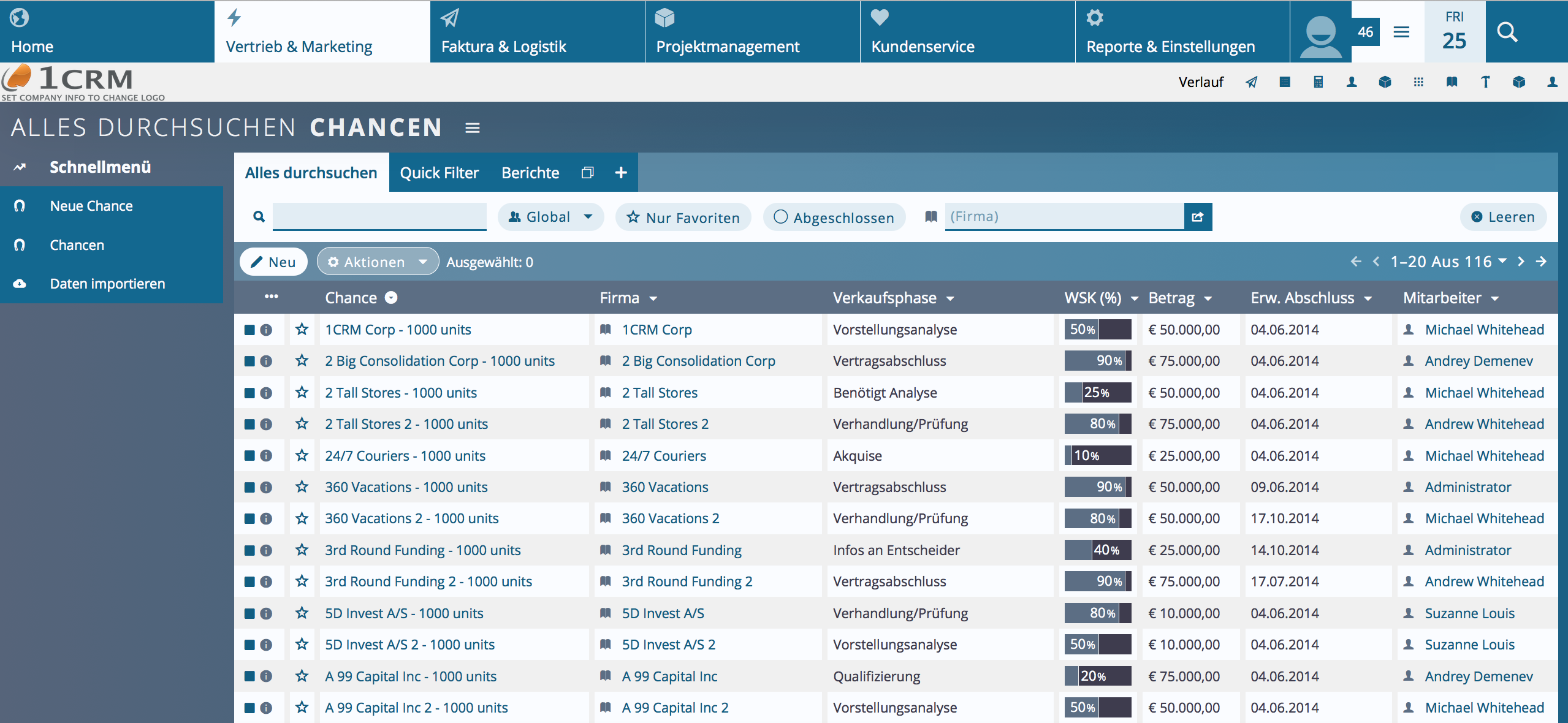 1CRM Software Screenshot 2