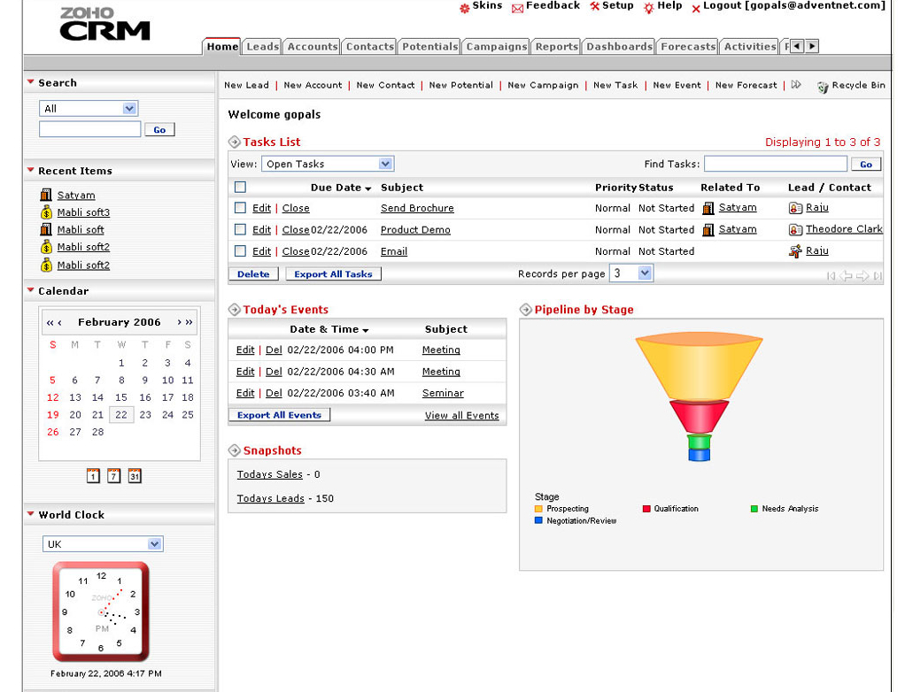 Zoho CRM Software Screenshot 1